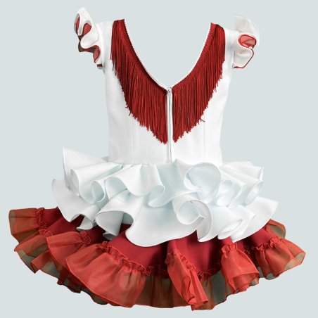 vestido de flamenca niña blanco y rojo