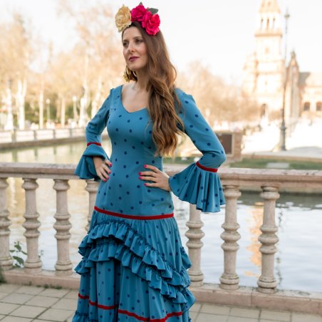traje flamenca azul mujer