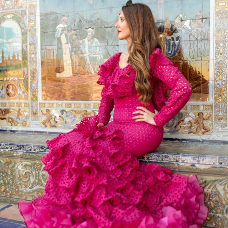 traje de flamenca fucsia