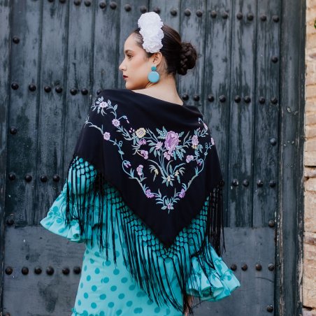 mantón bordado para vestidos de flamenca
