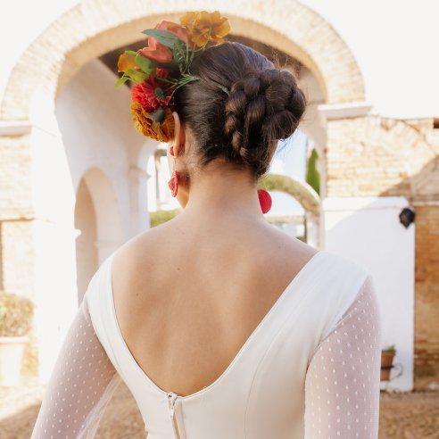 vestido de flamenca beis