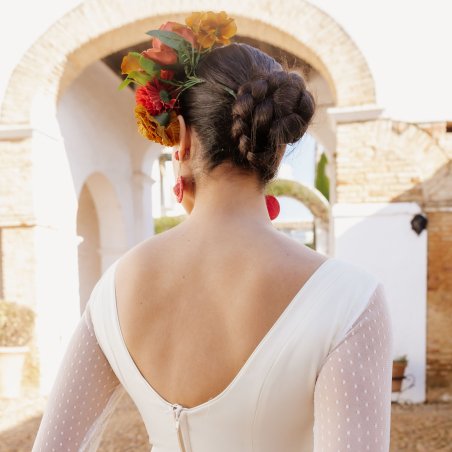 vestido de flamenca beis