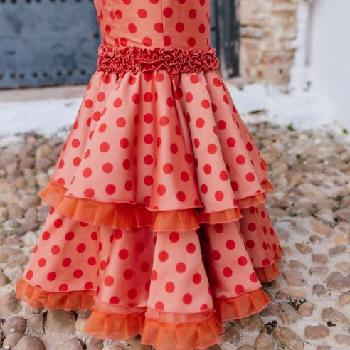 traje flamenco naranja lunares