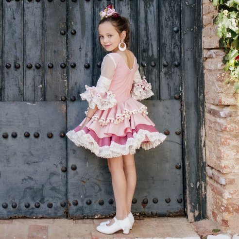 trajes flamencos niña rosa