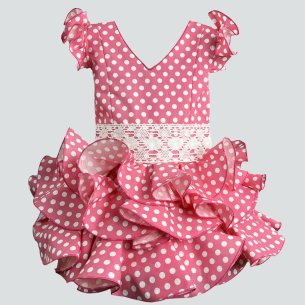 traje flamenca rosa lunares blancos