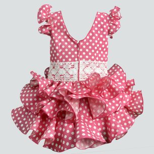 traje flamenca rosa lunares blancos 2