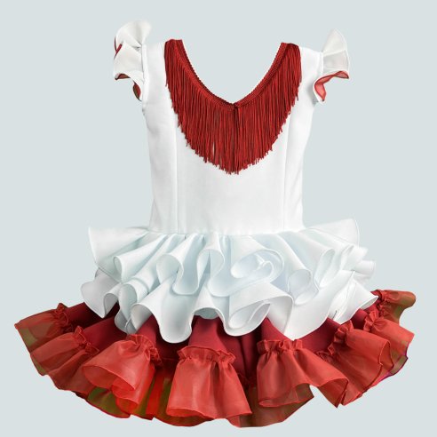 vestido de flamenca infantil blanco y rojo